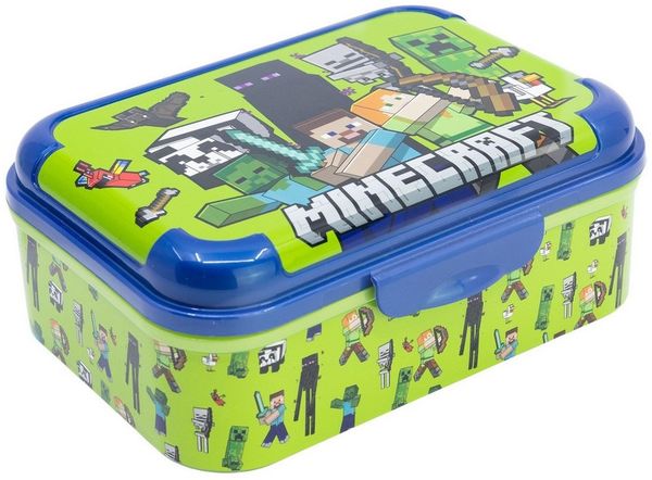 Minecraft Lunchbox Minecraft Steve Creeper Kinder 2 tlg. Set Brotdose Alu-Trinkflasche, (2-tlg, Spar-Set)