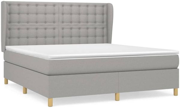 Boxspringbett mit Matratze Stoff Hellgrau 160x200 cm, Härtegrad: H2 [3128853] Bild 2