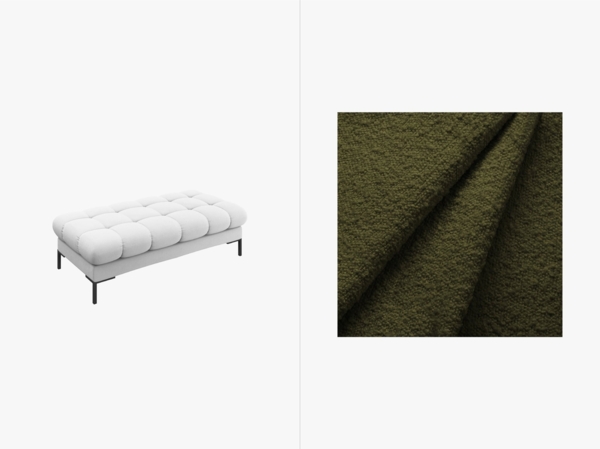Micadoni Polsterbank Mamaia 2-Sitzer Boucle Baloo Dunkel-Olivgrün schwarze Beine