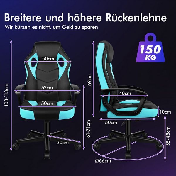 ALFORDSON Bürostuhl Racing Schreibtischstuhl, Drehbarer PC-Gaming-Stuhl (1 St), Ergonomischer, höhenverstellbarer und gepolsterter Polsterstuhl