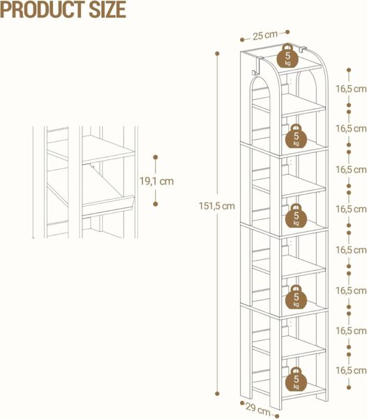 Vertikales Schuhregal, 9 Ebenen Schmale Schuhregale, Holz-Schuh-Organizer für Schrank, Eingang, Schuhturm für Kleine Räume, Freistehend, Verstellbar, mit Haken, Weiß Bild 9