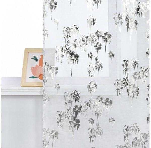 Joyswahl Schiebegardine (2 St), Klettband, transparent, Voile, Flächenvorhang mit kunstvollen und glänzenden Blumen Bild 2