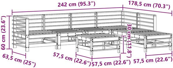 vidaXL Garten-Lounge-Set 7 pcs Wachsbraun Massives Kiefernholz 3418106 Bild 9