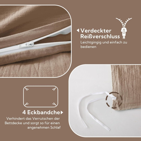 SOULFUL Doppelte Musselin Bettwäsche 135x200 Baumwolle Sets 1er Bettbezug Bild 4