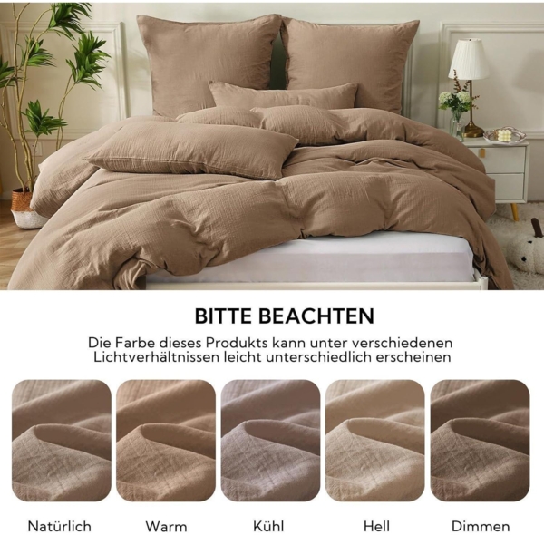 SOULFUL Doppelte Musselin Bettwäsche 135x200 Baumwolle Sets 1er Bettbezug Bild 6