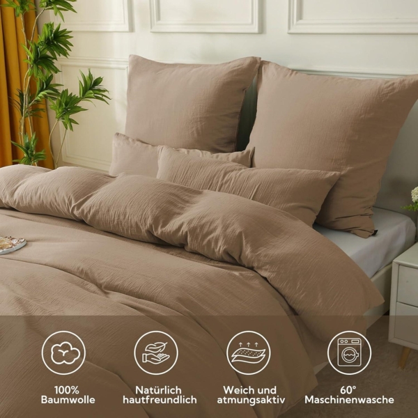 SOULFUL Doppelte Musselin Bettwäsche 135x200 Baumwolle Sets 1er Bettbezug Bild 2