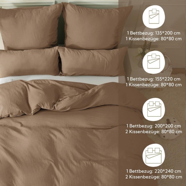 SOULFUL Doppelte Musselin Bettwäsche 135x200 Baumwolle Sets 1er Bettbezug Bild 7