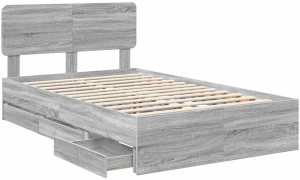 vidaXL Bettrahmen Graues Sonoma 120 x 190 cm Holzwerkstoff 3412211 Bild 5