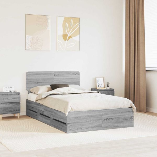 vidaXL Bettrahmen Graues Sonoma 120 x 190 cm Holzwerkstoff 3412211