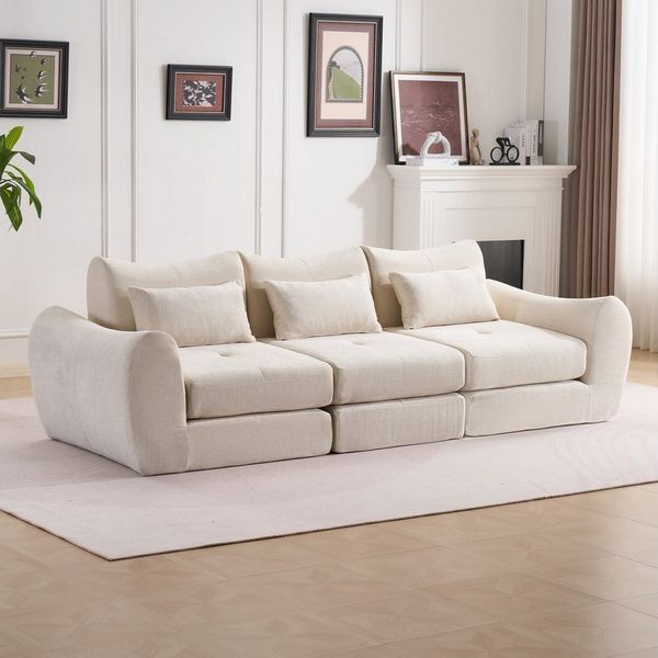 Leawin Sofa Sofas Wohnzimmer L-Form 3-Sitzer modular & flexibel, Werkzeuglos wandelbar, platzsparend & auch als Schlafsofa nutzbar
