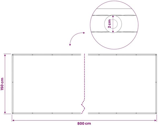 vidaXL Balkon Sichtschutz 150 x 800 cm Stoff mit PU-Beschichtung 42036548 Bild 6