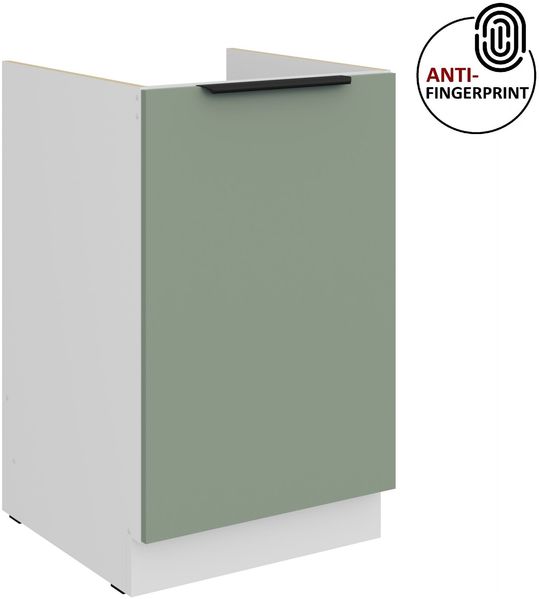 Küchen Spülenunterschrank 50 cm Küche ARIA Aquamarin ultra matt + Weiss matt, hochwertige Fronten mit Anti Fingerprint Beschichtung Küchenzeile Küchenblock