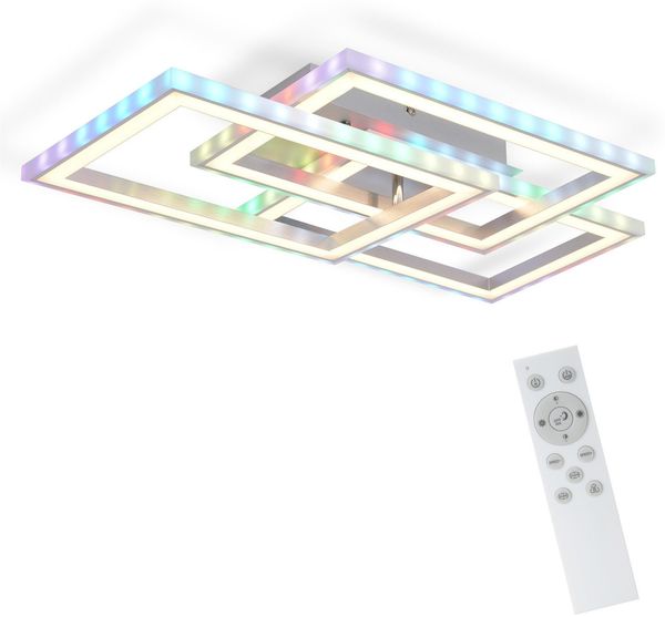ZMH Deckenleuchte LED Deckenlampe Schlafzimmer - Wohnzimmerlampe Dimmbar mit Fernbedienung Schlafzimmerlampe Modern Design 45W RGB Farbwechsel Küchenlampe Eckig Deckenleuchten für Esszimmer Küche