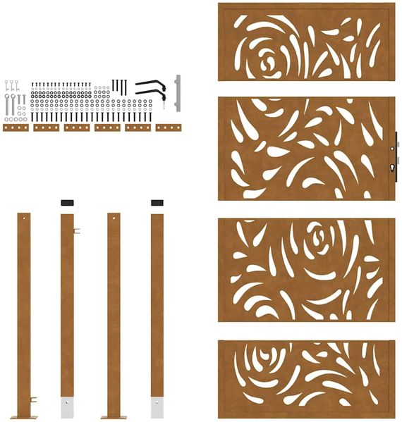 vidaXL Gartentor 100x175 cm Verwitterungsstahl Flammendesign 4100997 Bild 5