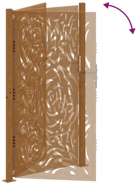 vidaXL Gartentor 100x175 cm Verwitterungsstahl Flammendesign 4100997 Bild 8