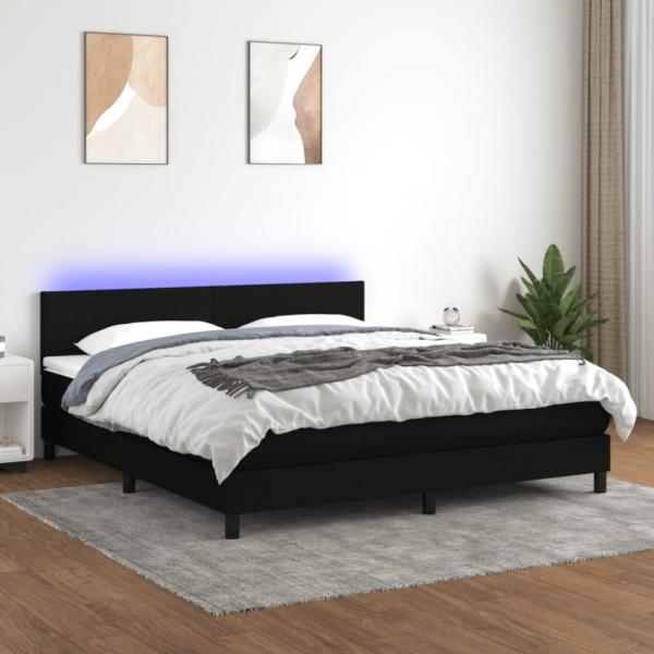 vidaXL Boxspringbett mit Matratze & LED Schwarz 180x200 cm Stoff 3133015