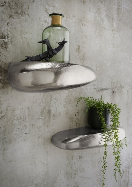 Wandregal 43x19cm "Stone" Alu vernickelt