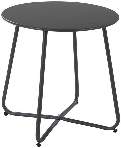 Outdoor Beistelltisch LIAM, Ø 45 cm, Anthrazit, Metallplatte, Stahl, Geeignet für den Außenbereich, verstellbare Nivellierung