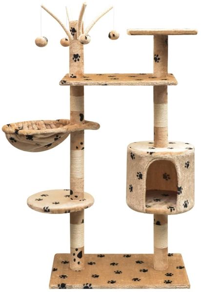 vidaXL Katzen-Kratzbaum 125 cm Beige mit Pfoten-Aufdruck 170483