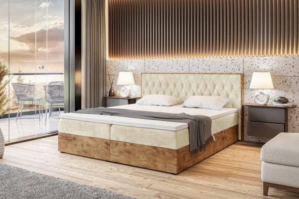 MEBLINI Boxspringbett LOFTY 6 120x200 cm mit Bettkasten - H3/Beige Samt Polsterbett - Doppelbett mit Topper & Taschenfederkern-Matratze Bild 1