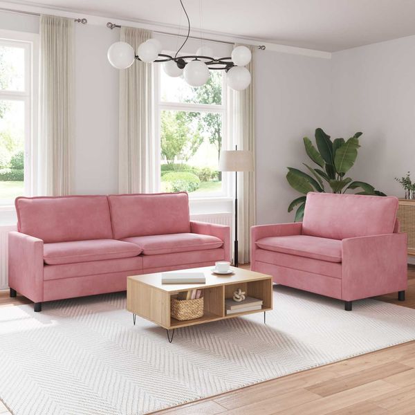vidaXL Sofa Set 2 pcs Rosa Samt 3417130