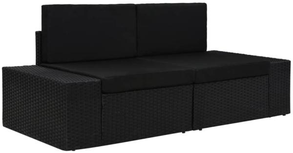 vidaXL Modulares 2-Sitzer-Sofa Poly Rattan Schwarz 49505