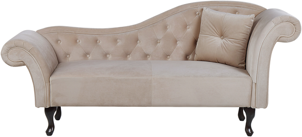 Chaiselongue Samtstoff beige rechtsseitig LATTES