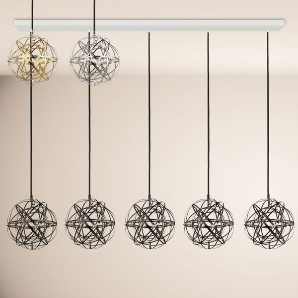 s.luce Atom LED Esstisch-Pendelleuchte 2 bis 5-flammig Balken 120cm Gold