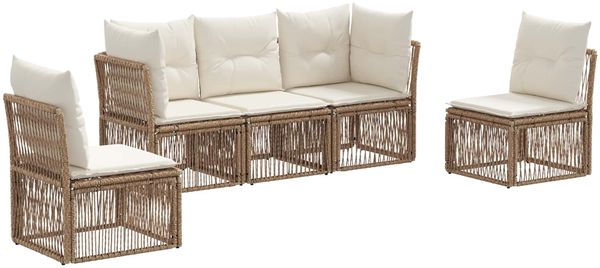 vidaXL Gartensofa-set 5 pcs Beige Poly-Rattan 3434154