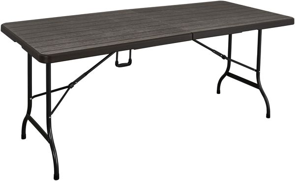 Gartentisch MELVIN Holz-Optik - Kunststoff, Braun, 180x75x72cm | Klapptisch Esstisch Wetterfest Outdoor Tisch