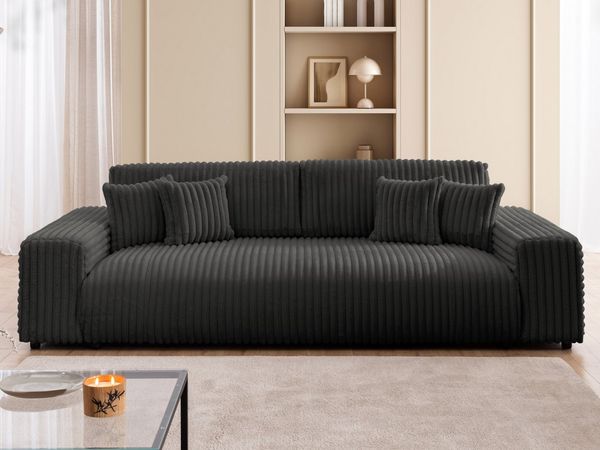 S-Style Möbel Schlafsofa Mollis mit Bettkasten aus Plüschcord mit hohem Sitzkomfort, mit Wellenfederung