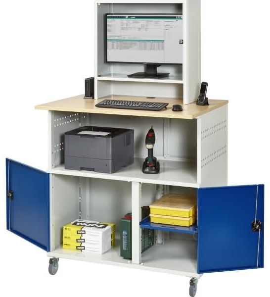 Rau Computertisch 1100x790x1890mm Monitorgehäuse mobil lichtgrau/enzia