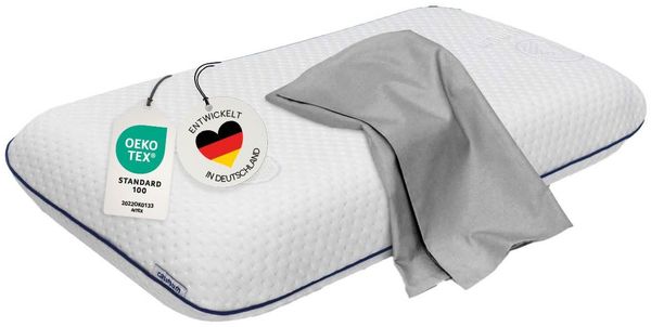 casimum Nackenstützkissen Comfort Nackenkissen klassische Form & große Liegefläche, Füllung: Memory Foam, Bezug: Grau, Seitenschläfer, Rückenschläfer, Ergonomisches Nackenkissen, HWS Kopfkissen, 70x40 cm, mit grauem Bezug