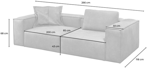 KAWOLA Sofa CARMO 3-Sitzer Leder taupe 68 x 118 x 266 cm Bild 6