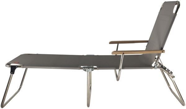 Dreibeinliege Amigo 40+ aus Aluminium mit Armlehne, Grau