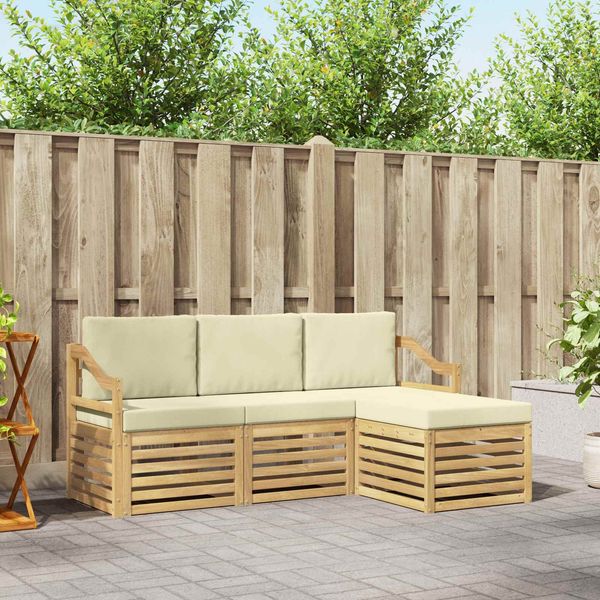 vidaXL Outdoor-Sofagarnitur 4 pcs Weiß und Creme 185,5 x 122,5 x 73 cm 3391650