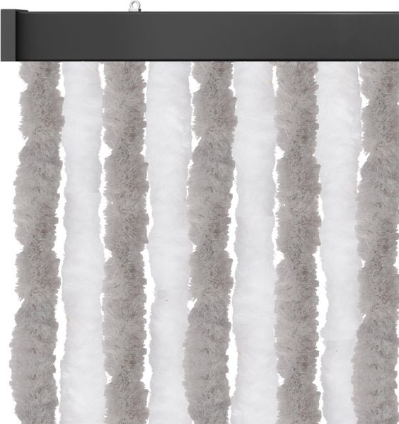 Flauschvorhang 100x200cm ( Hellgrau-Weiß ), perfekter Insekten- und Sichtschutz für Ihre Balkon- und Terrassentür, viele Farben