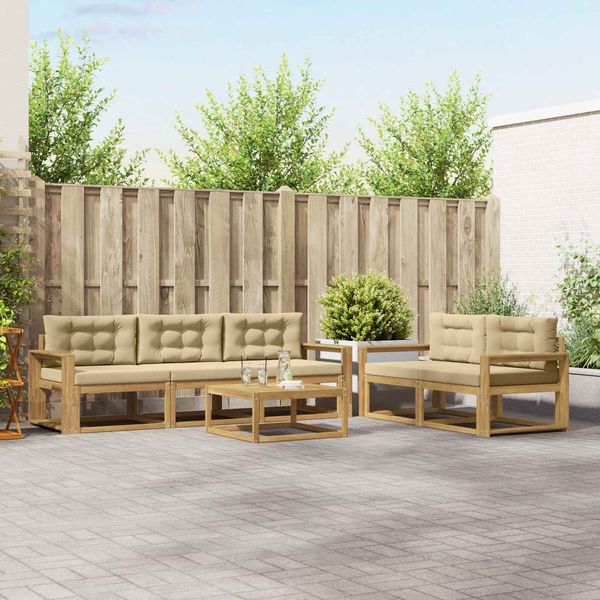 vidaXL Outdoor-Sofagarnitur mit Kissen 6 pcs Weiß und Beige 3386067