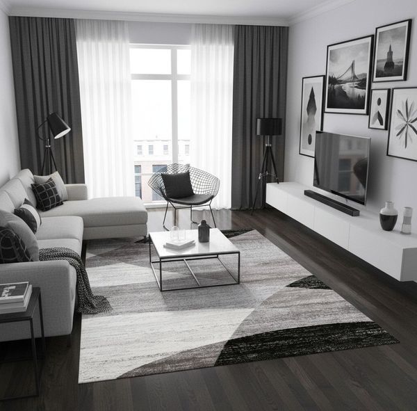 Vimoda Läufer Wohnzimmer Teppich Kurzflor, geometrisches Look, Rechteckig, Höhe: 5 mm, Läufer Moderner Meliert Muster für Küche und Schlafzimmer