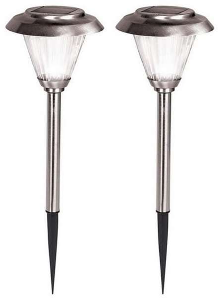 Duracell LED Solarleuchte 2er Set Solarlampe Solar-Leuchte Edelstahl Solarleuchte, LED, Neutralweiß, inklusive Erdspießen und austauschbaren Akkus Bild 3
