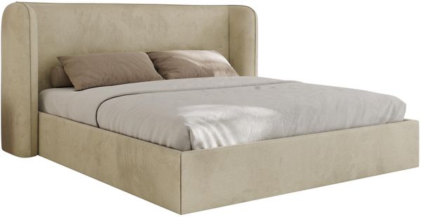 Polsterbett Bett mit Holzlattenrost Schlafzimmer Bett Doppelbett gepolstertes Kopfteil - EMORA CLASSIC - 180x200 cm - Beige Velvet Bild 6