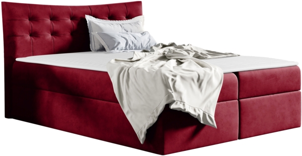 Boxspringbett Rember Ehebett, Rot, 140 x 200 cm