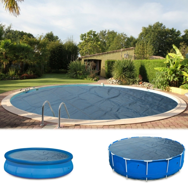 Poolpanda Pool Solarfolie Ø 600 cm Premium rund | schwarz/blau | 400 my | 12 mm Luftblasen