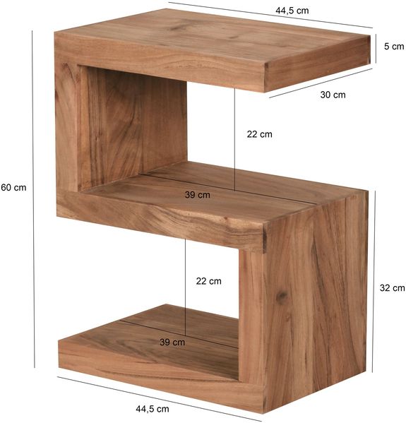 Wohnling Beistelltisch Massivholz S Cube 60cm hoch Akazie Bild 7