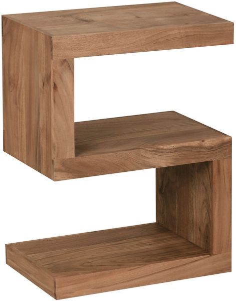 Wohnling Beistelltisch Massivholz S Cube 60cm hoch Akazie Bild 2