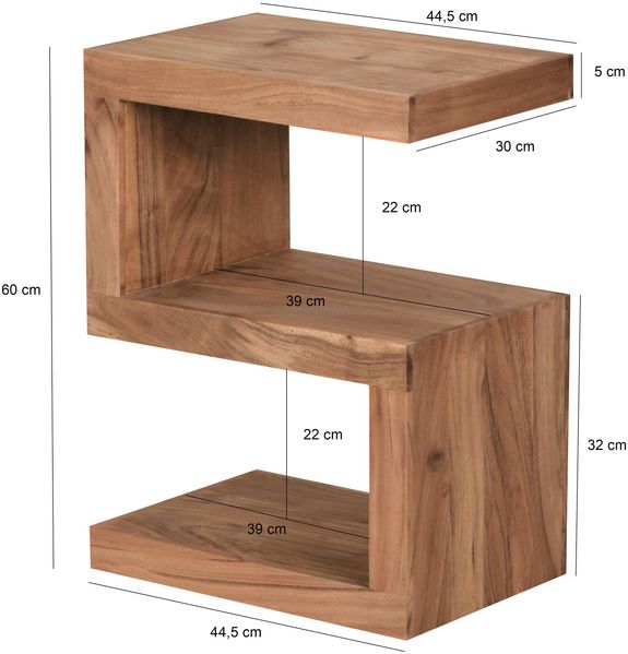 Wohnling Beistelltisch Massivholz S Cube 60cm hoch Akazie Bild 8