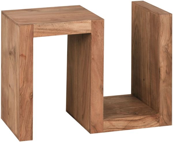 Wohnling Beistelltisch Massivholz S Cube 60cm hoch Akazie Bild 16