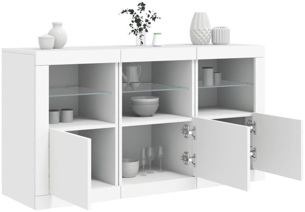vidaXL Sideboard mit LED-Leuchten Weiß 123x37x67 cm 3209058