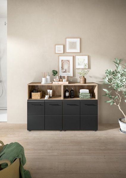 welltime Badmöbel-Set FLORENZ, 2-teilige Badkombination, hochwertige MDF-Front, (Set, 2-St, 2-teiliges Set bestehend aus: 2 Midischrank breit), Bad-Kombination, Bad-Möbel, Badezimmer, Kombination, Kombi