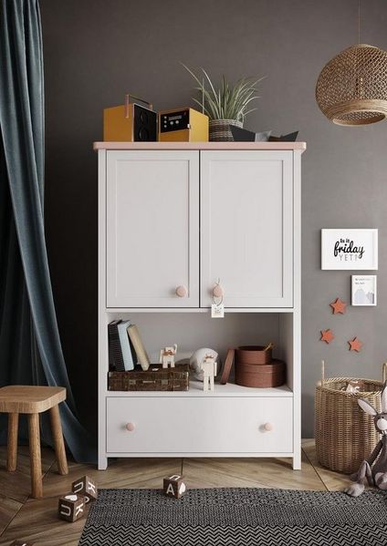 Compleo Kommode mit zwei Türen Regal und Schublade LARA, Kommode für Mädchen